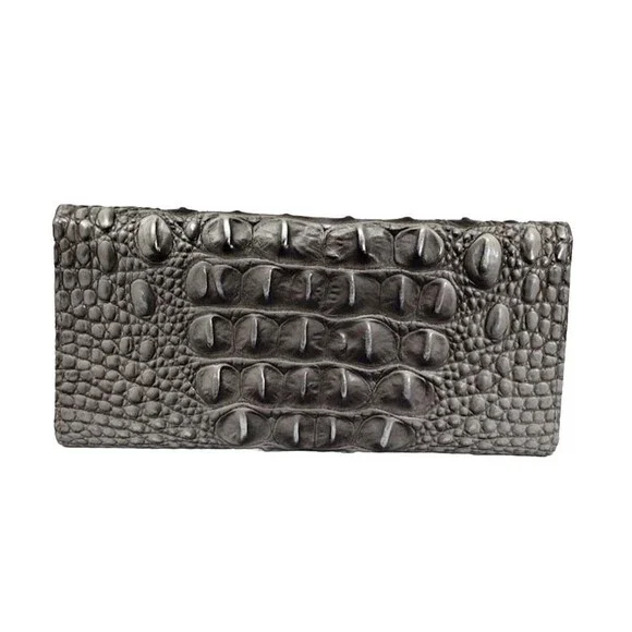 Brahmin Melbourne Veronica Trifold Envelope Leather Wallet Steel Gray Silver - Picture 2 of 12